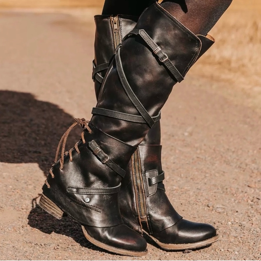 Freebird Black Leather knee high boots